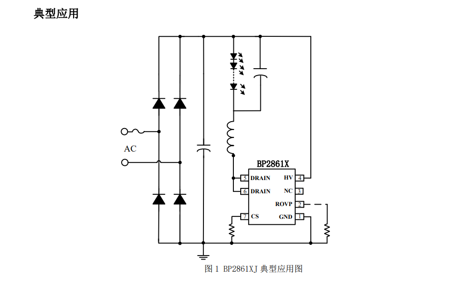 bp2861aj外置ovp,无vcc,启动电阻,与bp2866xj引脚兼容